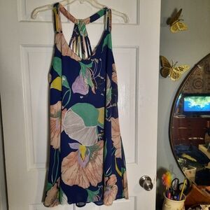 Entro Blue and Green Floral Dress